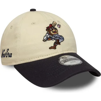 New Era Curved Brim Youth 9TWENTY Mascot Beige and Navy Blue Adjustable Cap