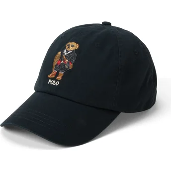 Polo Ralph Lauren Curved Brim Classic Sport Polo Holiday Bear Black Adjustable Cap