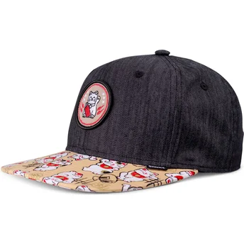 Kape ravna crna snapback za djecu Lucky Cat Linen Rev Djinns
