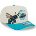 new-era-curved-brim-9fifty-a-frame-precurved-hardwood-classics-charlotte-hornets-nba-beige-and-blue-snapback-cap