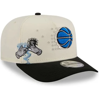 New Era Curved Brim 9FIFTY A Frame Precurved Hardwood Classics Orlando Magic NBA Beige and Black Snapback Cap