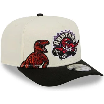 New Era Curved Brim 9FIFTY A Frame Precurved Hardwood Classics Toronto Raptors NBA Beige and Black Snapback Cap
