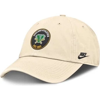 Kapa zaobljena bež podesiv Club Unstructured Organic Cotton Oakland Athletics MLB Nike