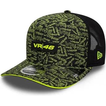New Era 9SEVENTY Stretch Snap All Over Print Valentino Rossi VR46 MotoGP Black and Yellow Trucker Hat