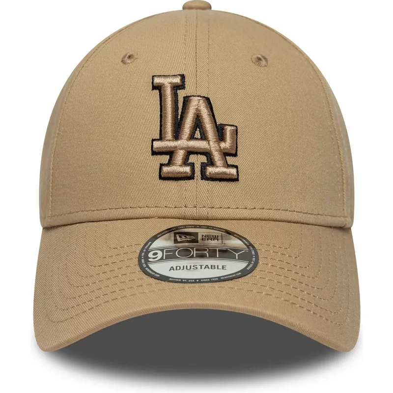 new-era-curved-brim-brown-logo-9forty-outline-los-angeles-dodgers-mlb-brown-adjustable-cap