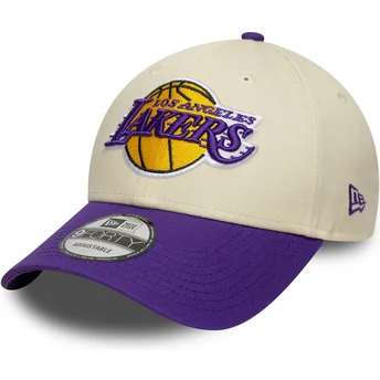Kapa zaobljena bež podesiv 9FORTY Colour Block Los Angeles Lakers NBA New Era