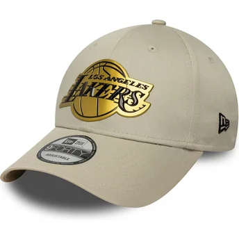 Cap zaobljena beige snapback 9FORTY Metallic Los Angeles Lakers NBA New Era