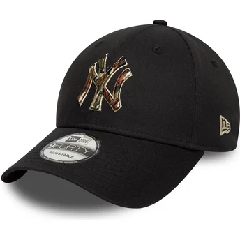Kape zaobljena crna podesiva traka 9FORTY Camo Infill New York Yankees MLB New Era