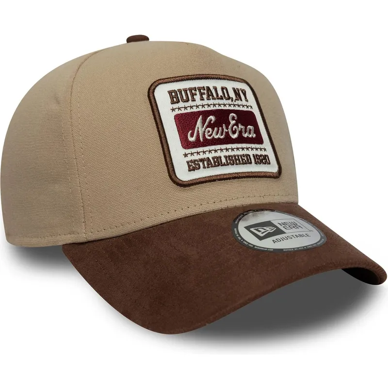 new-era-curved-brim-9forty-e-frame-patch-suede-brown-adjustable-cap