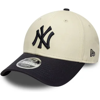 New Era Curved Brim 9FORTY M-Crown New York Yankees MLB Beige and Navy Blue Snapback Cap