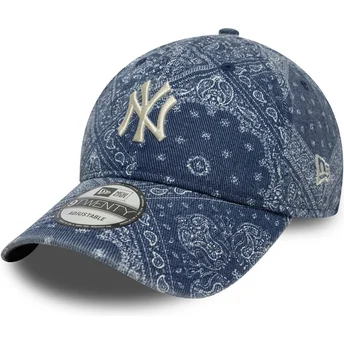 New Era Curved Brim 9TWENTY Washed Paisley New York Yankees MLB Blue Adjustable Cap