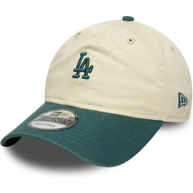 new-era-curved-brim-9twenty-mini-washed-los-angeles-dodgers-mlb-beige-and-green-adjustable-cap