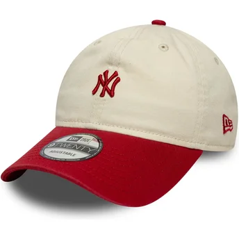 Kape zaobljena bež podesiva traka 9TWENTY Mini Washed New York Yankees MLB New Era