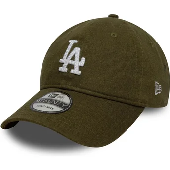 Kape zaobljena zelena podesiva traka 9TWENTY Linen Los Angeles Dodgers MLB New Era