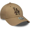 new-era-curved-brim-women-leopard-logo-9forty-animal-infill-los-angeles-dodgers-mlb-brown-adjustable-cap