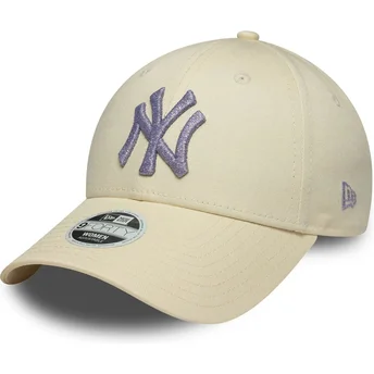 Kapa zaobljena bež podesiv 9FORTY Metallic New York Yankees MLB New Era