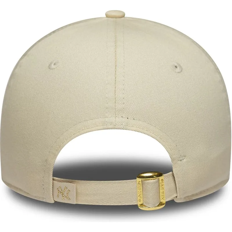 new-era-curved-brim-women-9forty-sequin-wordmark-new-york-yankees-mlb-beige-adjustable-cap
