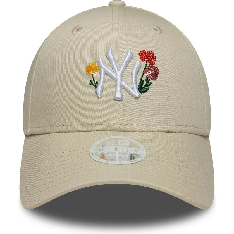 cap-zaobljena-beige-adjustable-strap-9forty-floral-icon-new-york-yankees-mlb-new-era