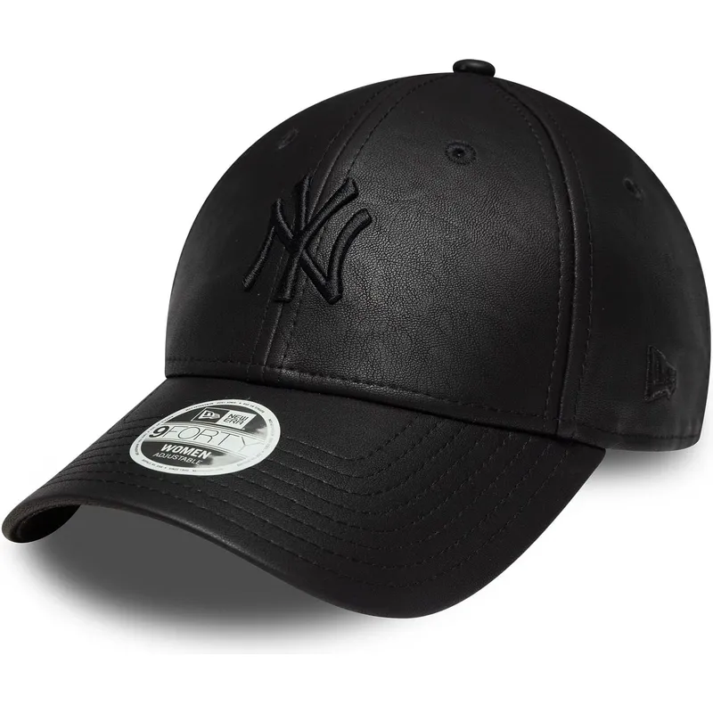 new-era-curved-brim-women-black-logo-9forty-pu-new-york-yankees-mlb-black-adjustable-cap