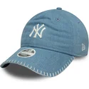 cap-zaobljena-blue-adjustable-strap-9twenty-denim-stitch-new-york-yankees-mlb-new-era