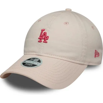 New Era Curved Brim Women 9TWENTY Washed Mini Los Angeles Dodgers MLB Pink Adjustable Cap