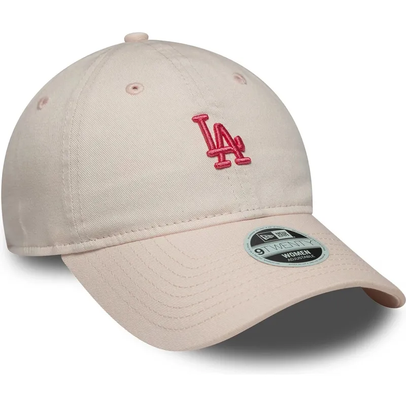 new-era-curved-brim-women-9twenty-washed-mini-los-angeles-dodgers-mlb-pink-adjustable-cap
