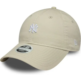 Kape zaobljena bež podesiva traka 9TWENTY Washed Mini New York Yankees MLB New Era