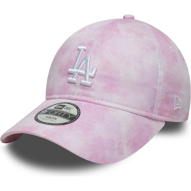 cap-zaobljena-pink-adjustable-strap-za-djecu-9twenty-tie-dye-los-angeles-dodgers-mlb-new-era