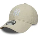 cap-zaobljena-beige-adjustable-strap-9twenty-linen-new-york-yankees-mlb-new-era