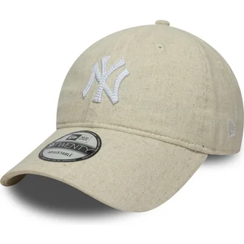 Kapa zaobljena bež podesiv 9TWENTY Linen New York Yankees MLB New Era