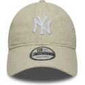 cap-zaobljena-beige-adjustable-strap-9twenty-linen-new-york-yankees-mlb-new-era
