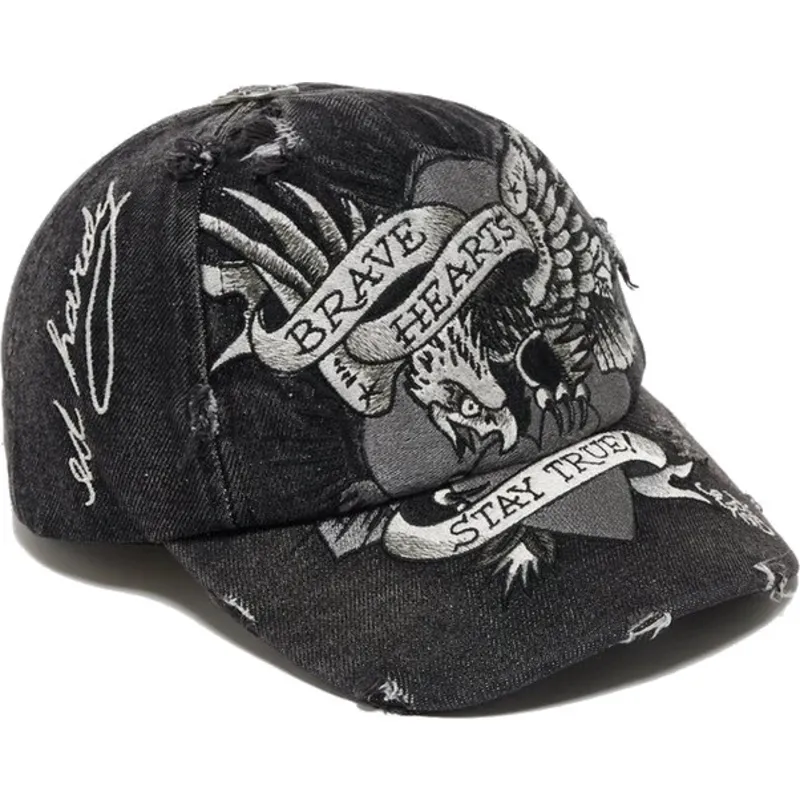 kapa-zaobljena-crna-podesiv-brave-hearts-ed-hardy