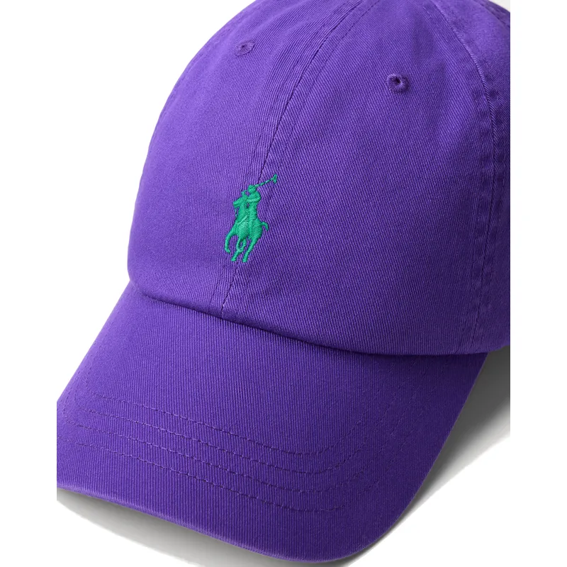 polo-ralph-lauren-curved-brim-green-logo-cotton-chino-classic-sport-purple-adjustable-cap