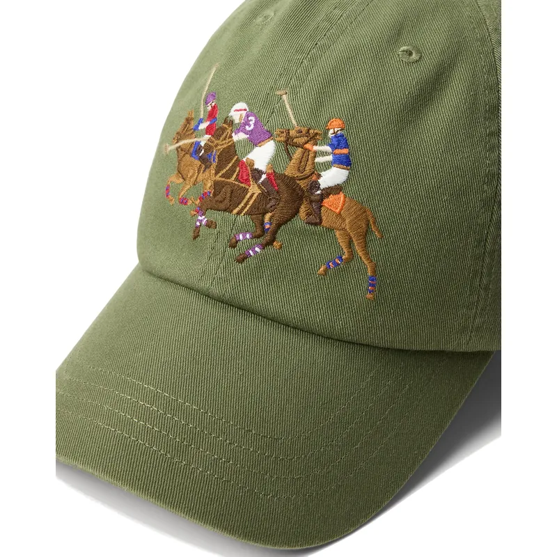 kape-zaobljena-zelena-podesiva-traka-twill-triple-pony-polo-ralph-lauren