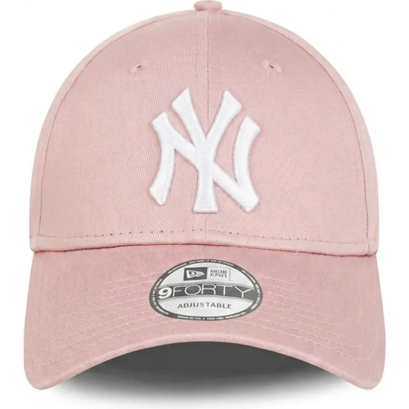 new-era-curved-brim-pink-logo-9forty-league-essential-new-york-yankees-mlb-pink-adjustable-cap
