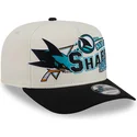 new-era-curved-brim-9fifty-a-frame-classic-san-jose-sharks-nhl-beige-and-black-snapback-cap