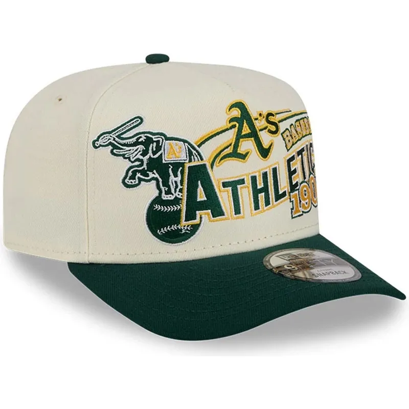 new-era-curved-brim-9fifty-a-frame-classic-oakland-athletics-mlb-beige-and-green-snapback-cap
