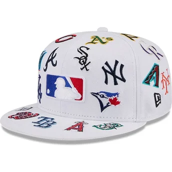 Kape ravna bijela prilagođen 59FIFTY All Over MLB New Era