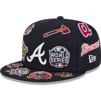 Kapa ravna crna prilagođena 59FIFTY All Over Atlanta Braves MLB New Era