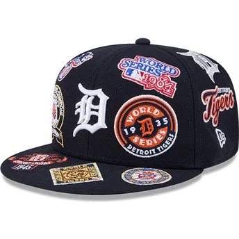 Kape ravna mornarsko plava prilagođen 59FIFTY All Over Detroit Tigers MLB New Era