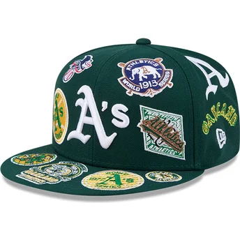 Kapa ravna zelena prilagođena 59FIFTY All Over Oakland Athletics MLB New Era