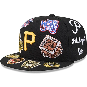 New Era Flat Brim 59FIFTY All Over Pittsburgh Pirates MLB Black Fitted Cap