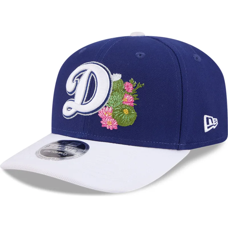 new-era-curved-brim-9seventy-stretch-snap-flower-los-angeles-dodgers-mlb-blue-and-white-snapback-cap