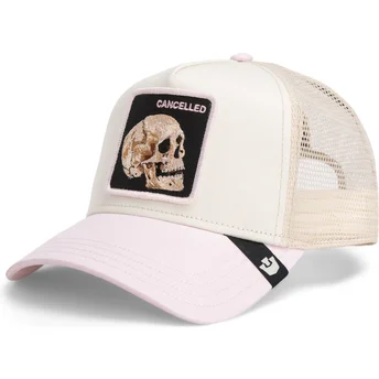 Goorin Bros. The Cancelled Skull Whisper The Farm Beige and Pink Trucker Hat