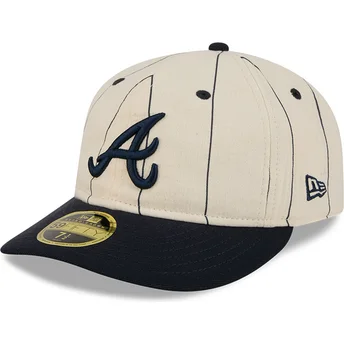 Kape zaobljena bež prilagođen 59FIFTY Retro Crown Linen Atlanta Braves MLB New Era