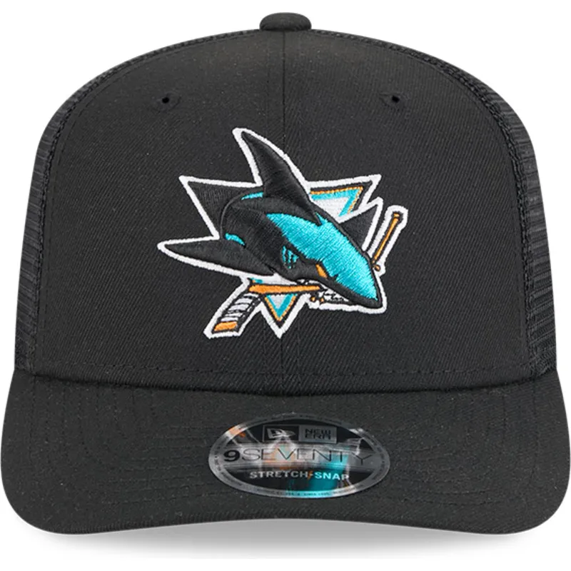 new-era-9seventy-stretch-snap-evergreen-san-jose-sharks-nhl-black-trucker-hat