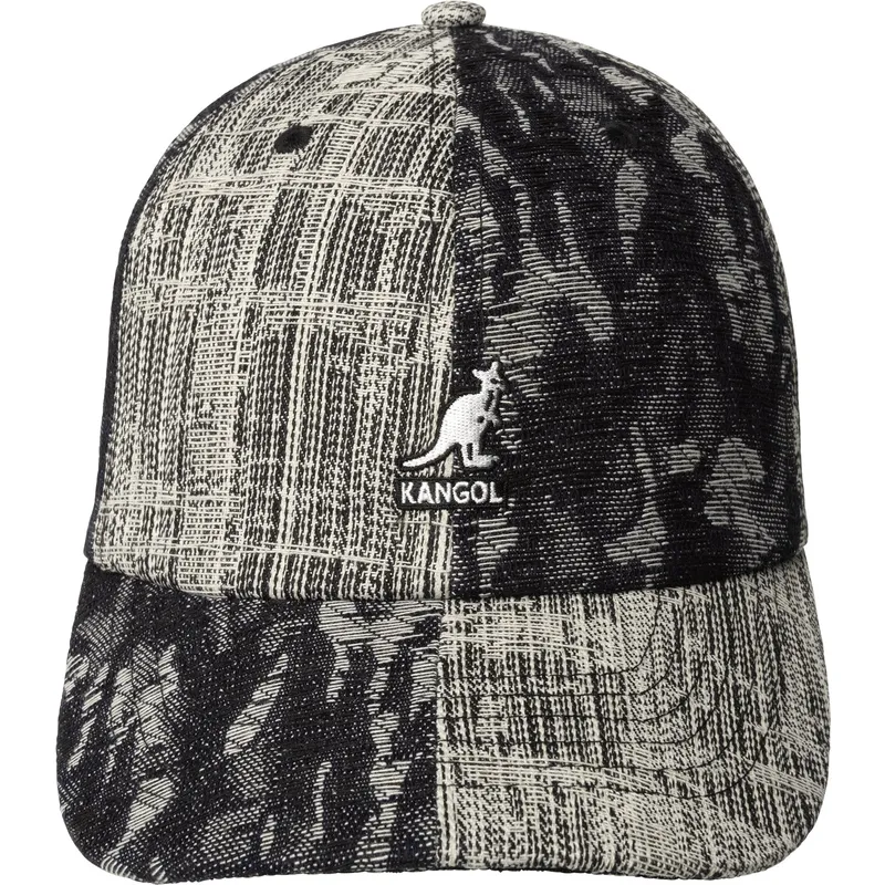 kangol-curved-brim-denim-mashup-black-topstitch-adjustable-cap