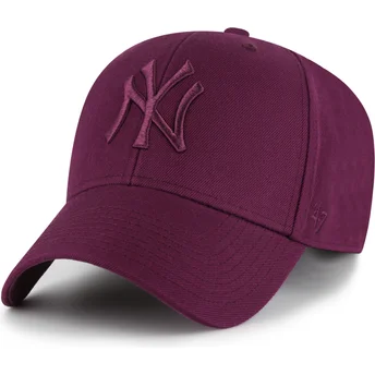 47 Brand Curved Brim Maroon Logo MVP New York Yankees MLB Maroon Snapback Cap