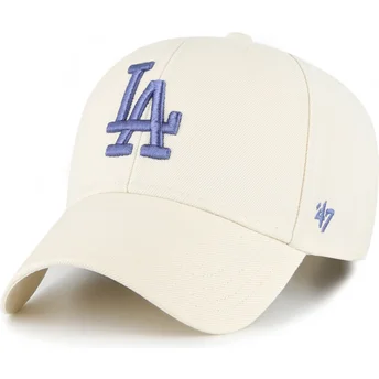 47 Brand Curved Brim Blue Logo MVP Los Angeles Dodgers MLB Beige Snapback Cap