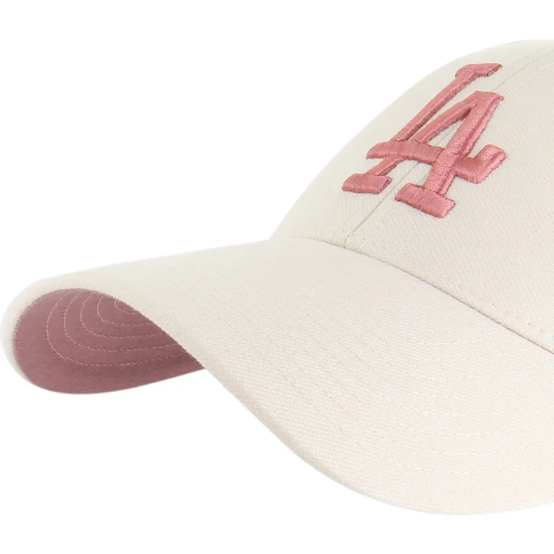 47-brand-curved-brim-pink-logo-mvp-ballpark-los-angeles-dodgers-mlb-beige-snapback-cap
